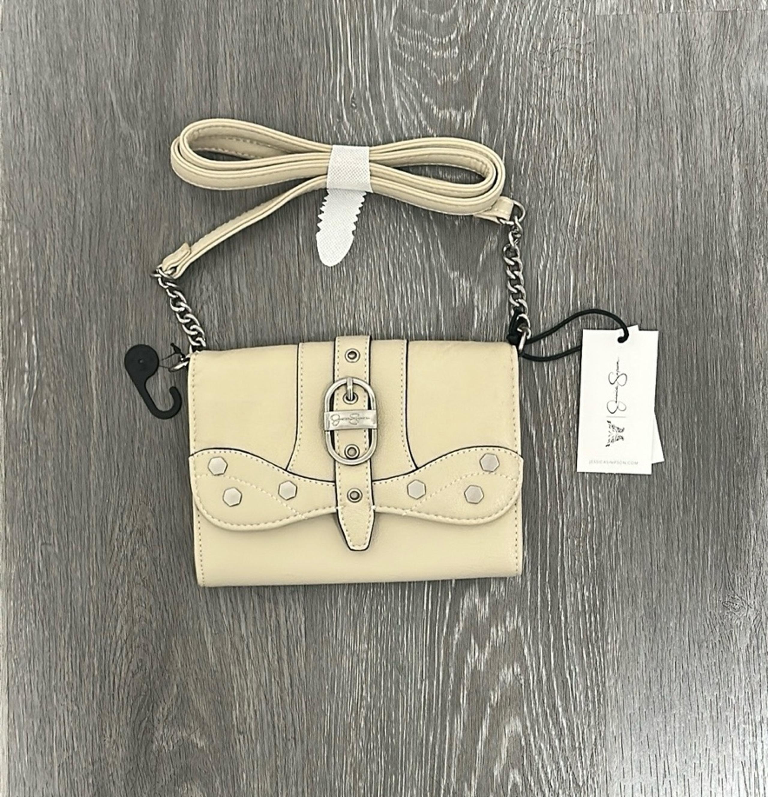 Jessica Simpson Purse Womens Handbag Crossbody Organizer Wallet Clutch Cream/B