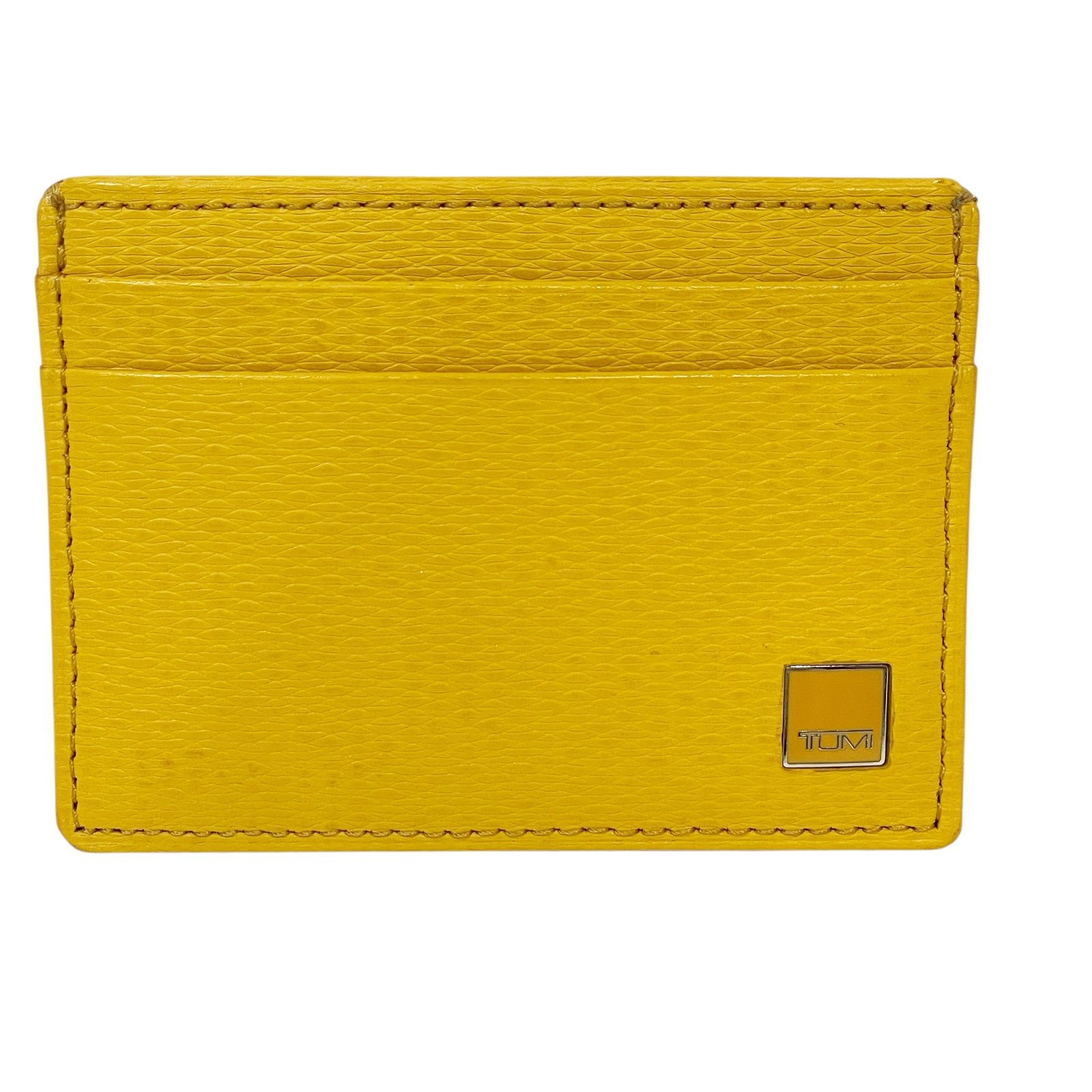 Tumi Yellow Leather Slim Card Holder Wallet Multi Slot