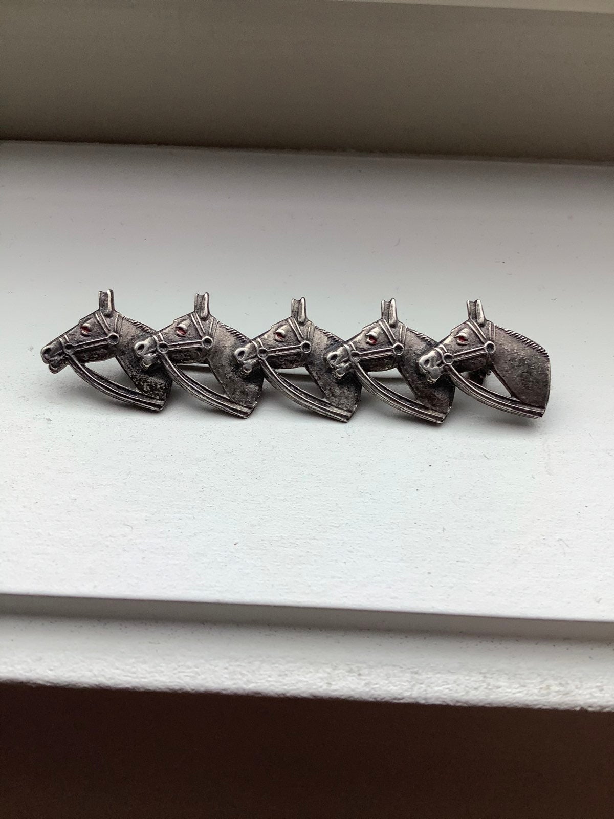 Vintage Silver UNCAS Five Horse Brooch