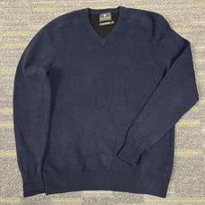 Mack Weldon Sweater Mens Small Blue Tech Cashmere Merino Wool Long Sleeve V-Neck