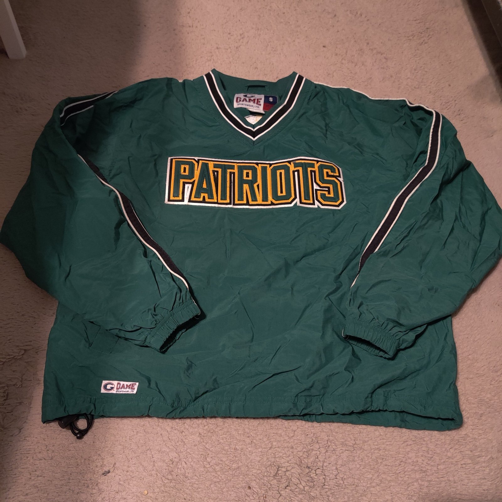 Vintage Game Sportswear Windbreaker New England Patriots S Lined Green Pullover