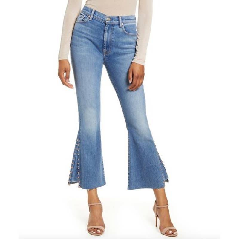 NWOT 7FAM Luxe Hi-Waist Slim Kick Jeans