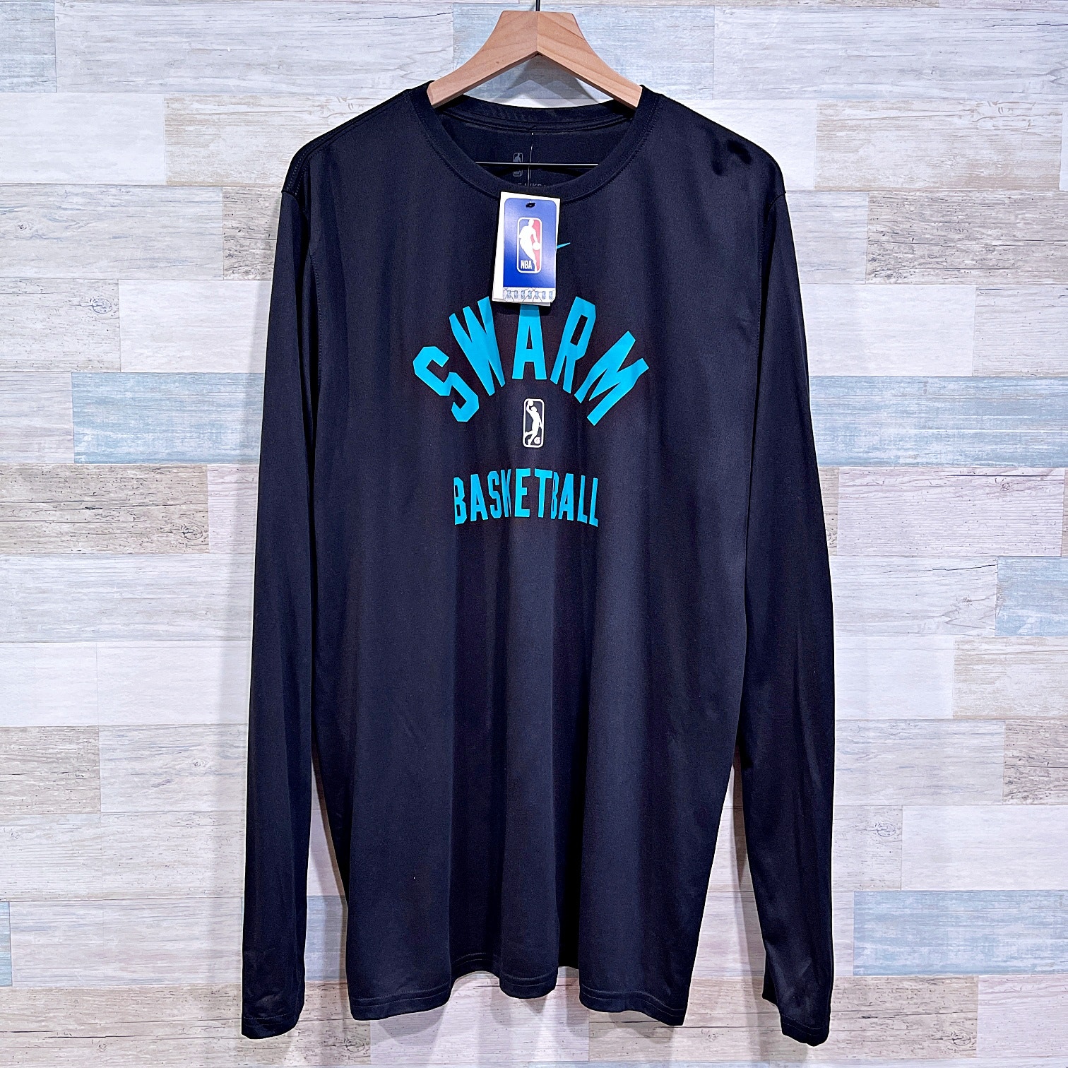Greensboro Swarm NBA G League Nike Dri Fit Mesh Tee Black Long Sleeve Mens XLT