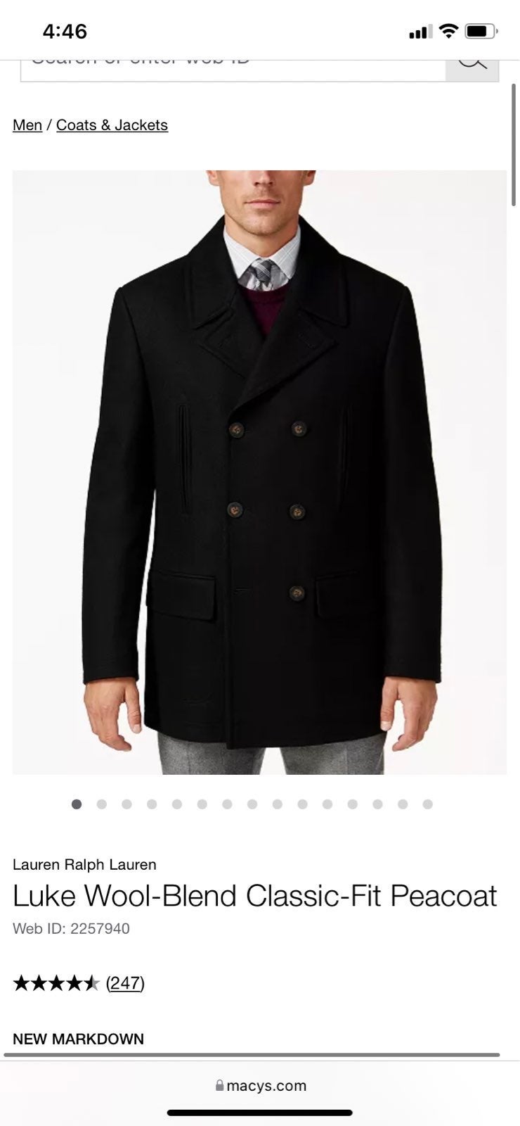 Ralph lauren mens peacoat