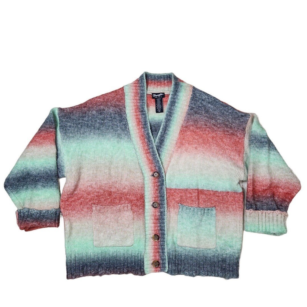 Wrangler Cardigan Women S Retro Button Up Wool Blend Knit South Western Cowgirl