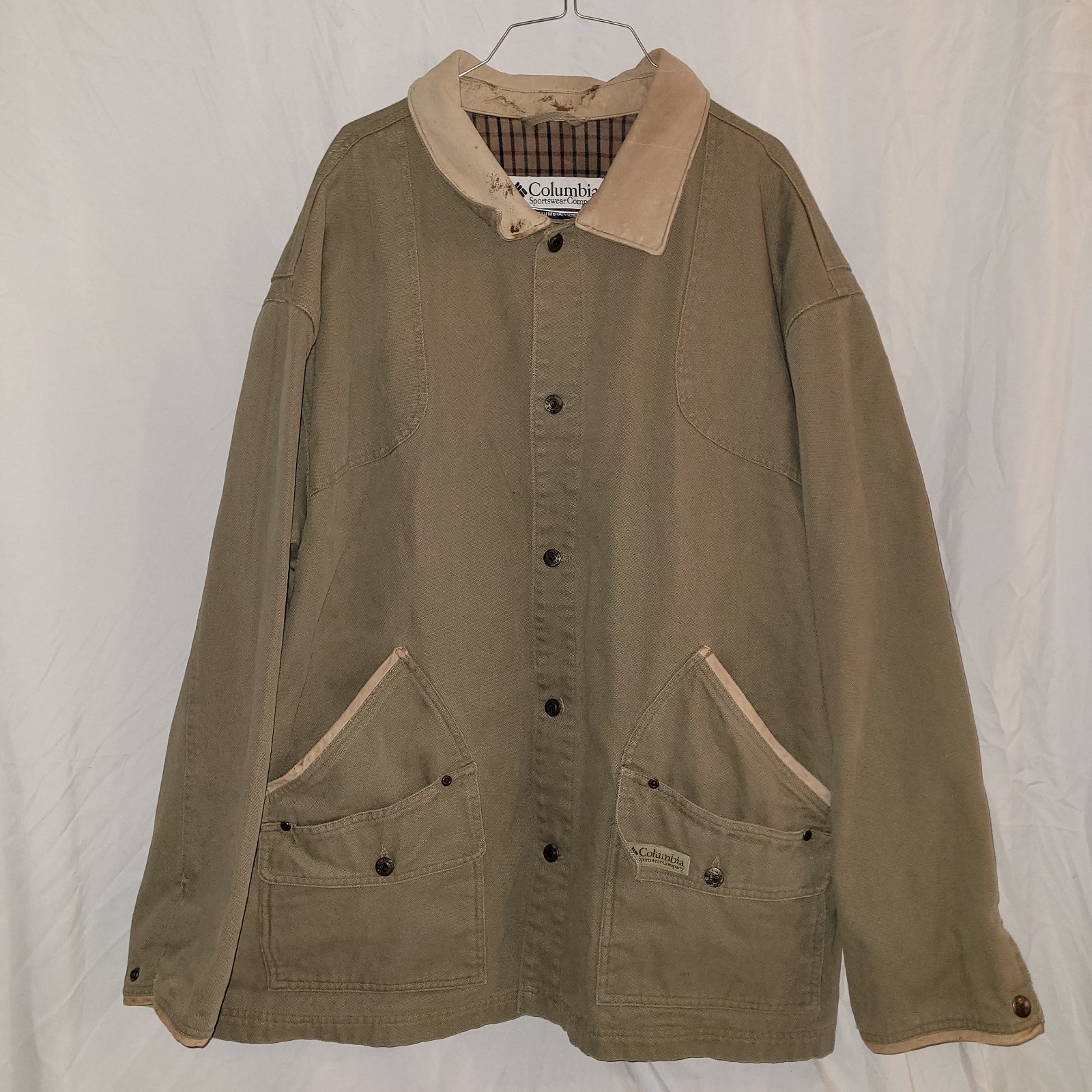 Men’s Columbia XL Barn Field Coat Heavy Duck Cotton Lined Olive Brown River