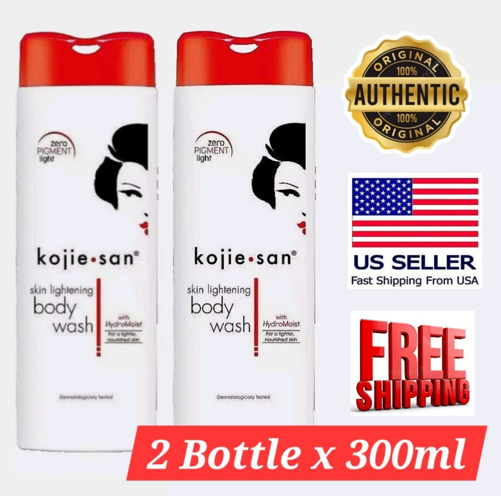 2ct Kojie San Body Wash Large Size 300ml/ea Free Shipping
