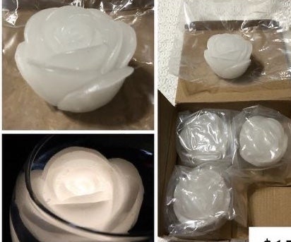 4 Pack Warm White Flameless Wax LED Water Floating Rose Candle