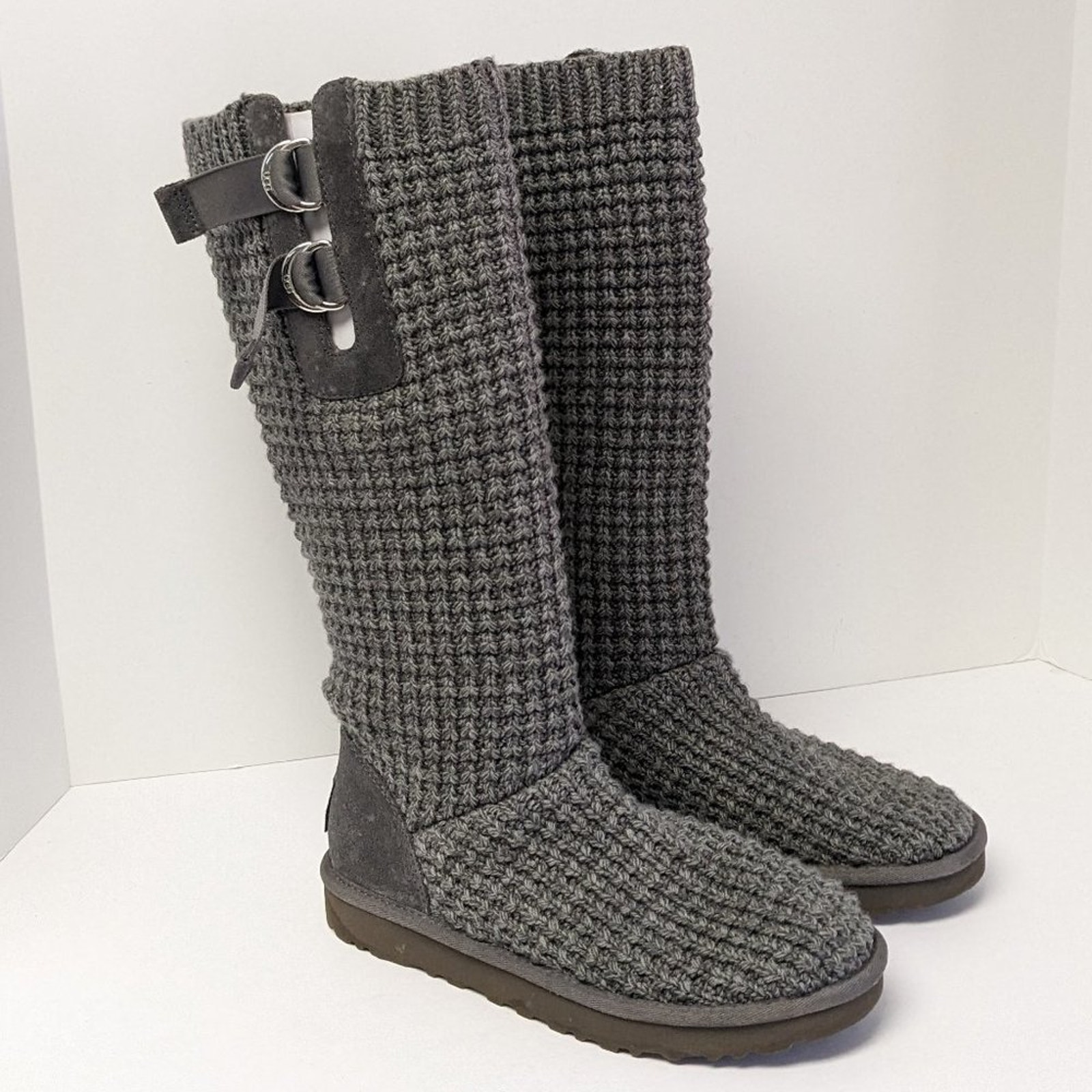 UGG Classic Solene Tall Knit Boots, Grey, Women's 9 M