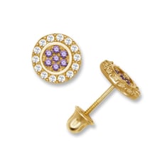 14K Yellow Gold Halo Stud earrings for women