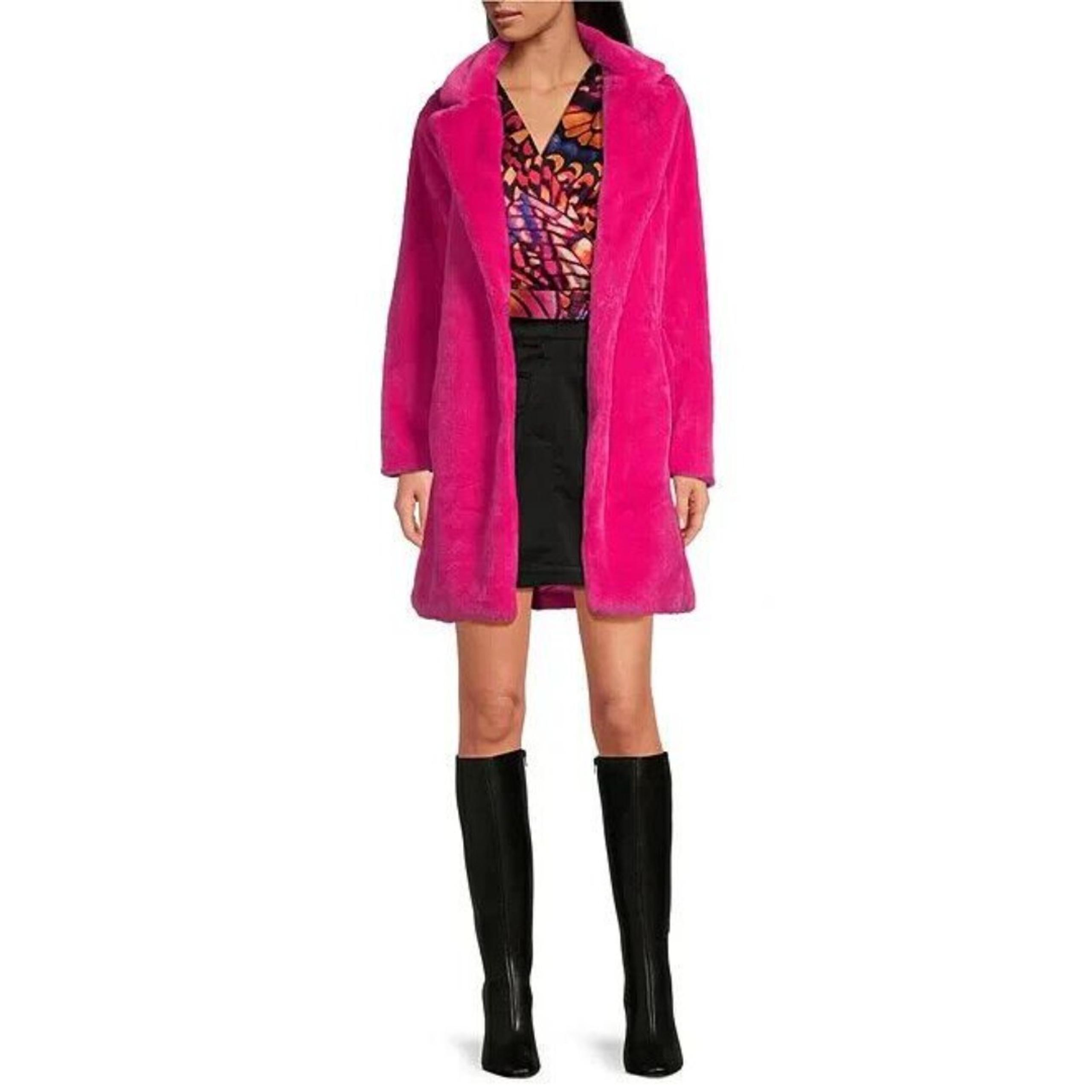 Women's coat Double Breasted Soft cozy faux Fur teddy Coat red raspberry L/S