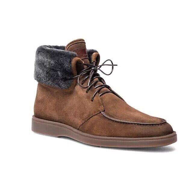 Santoni Men's Dethrone Genuine Shearling Lined Moc Toe Boot