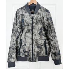 EUC! Prana Bomber Jacket Brookridge Men's LARGE Gravel Grey Organic Cotton