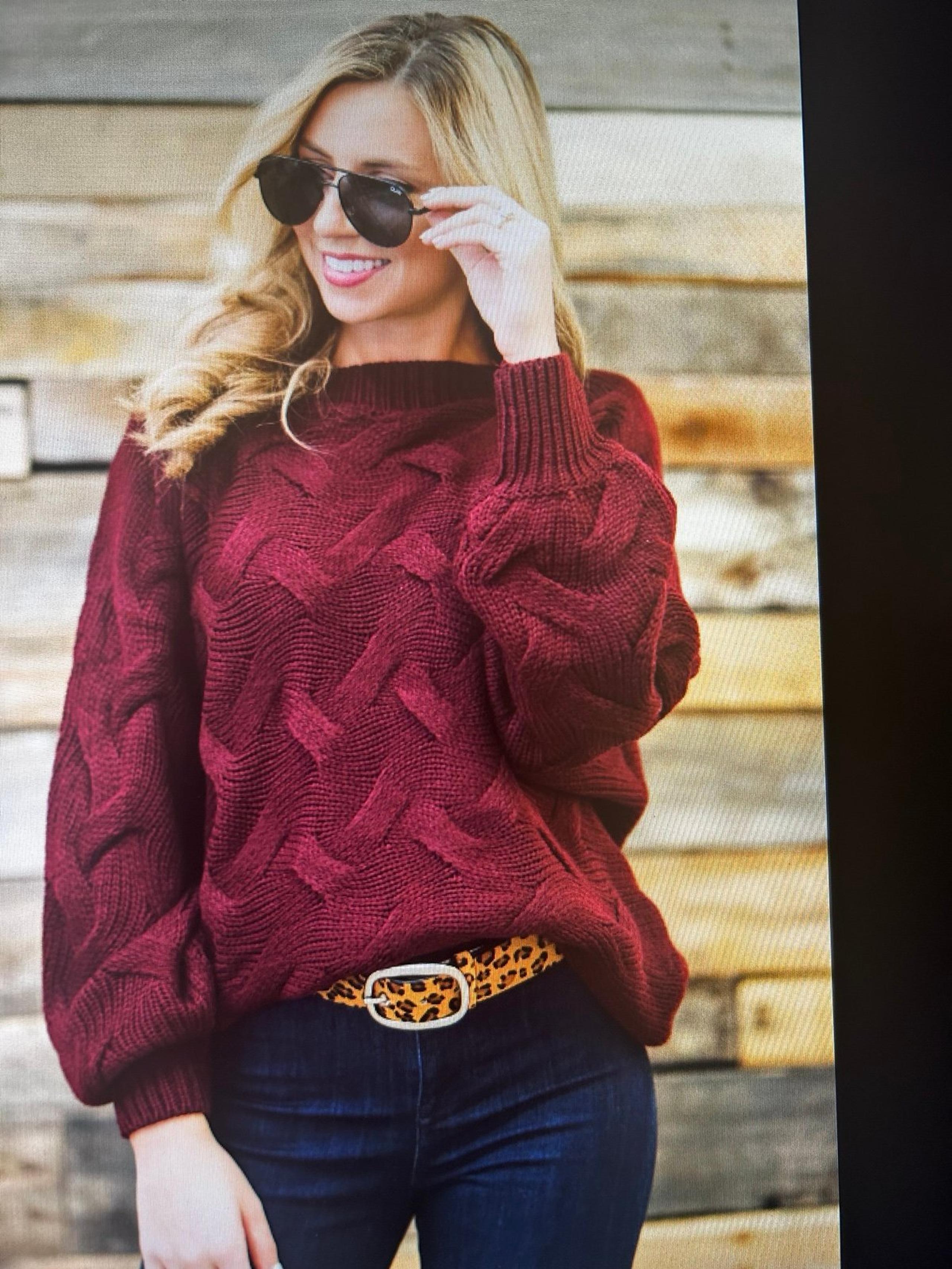 Anthropologie Moth burgundy, vintage double knit sweater. Size SP.