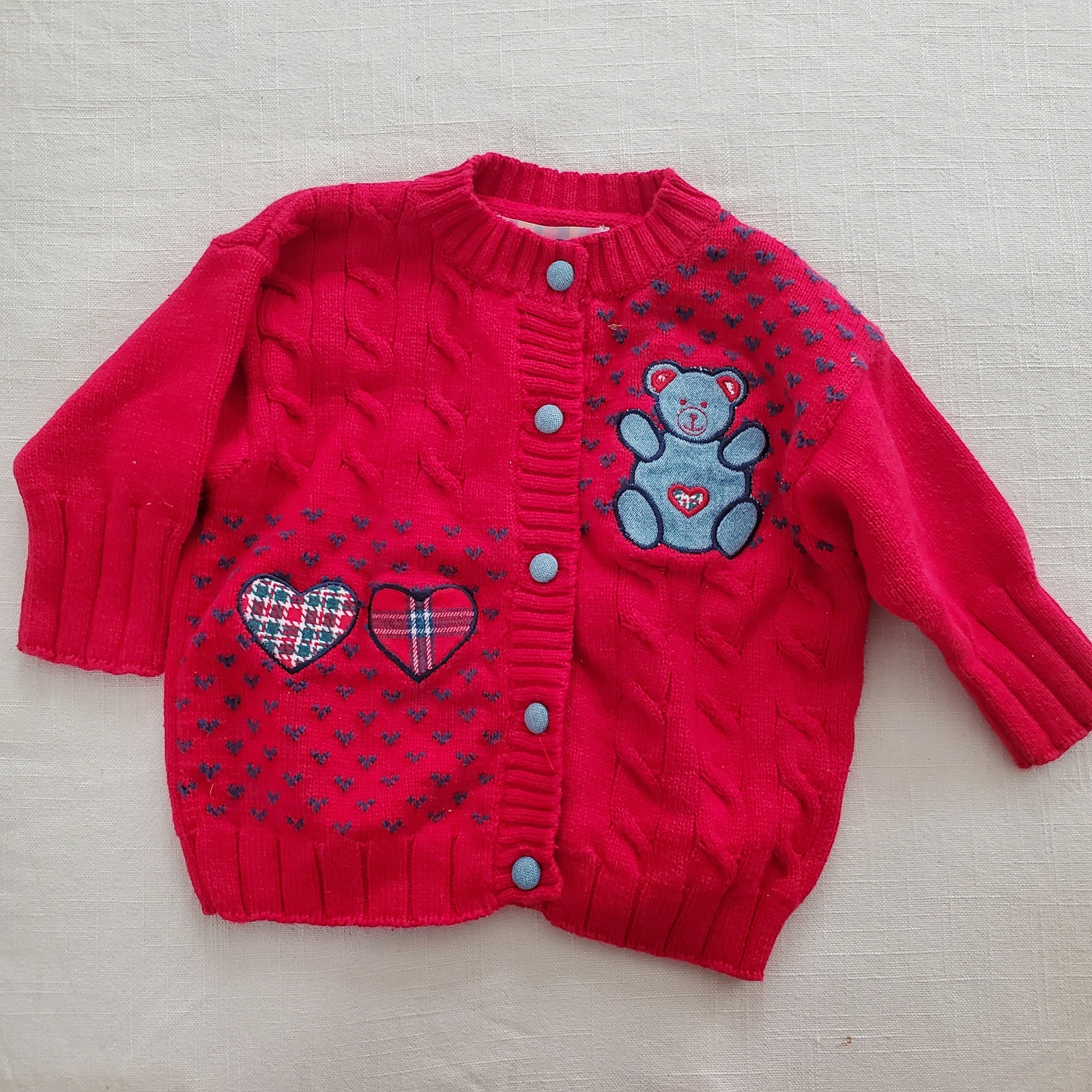 Vintage Gymboree Bear Heart Knit Cardigan 3-6 months