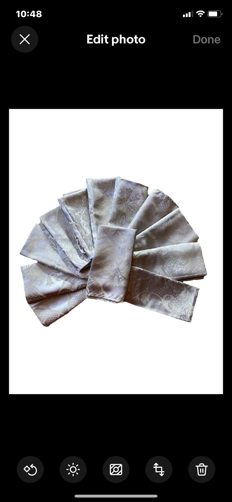 12 Elegant Cloth Napkins Damask Light Gray Silver Champagne 17.5” Square New