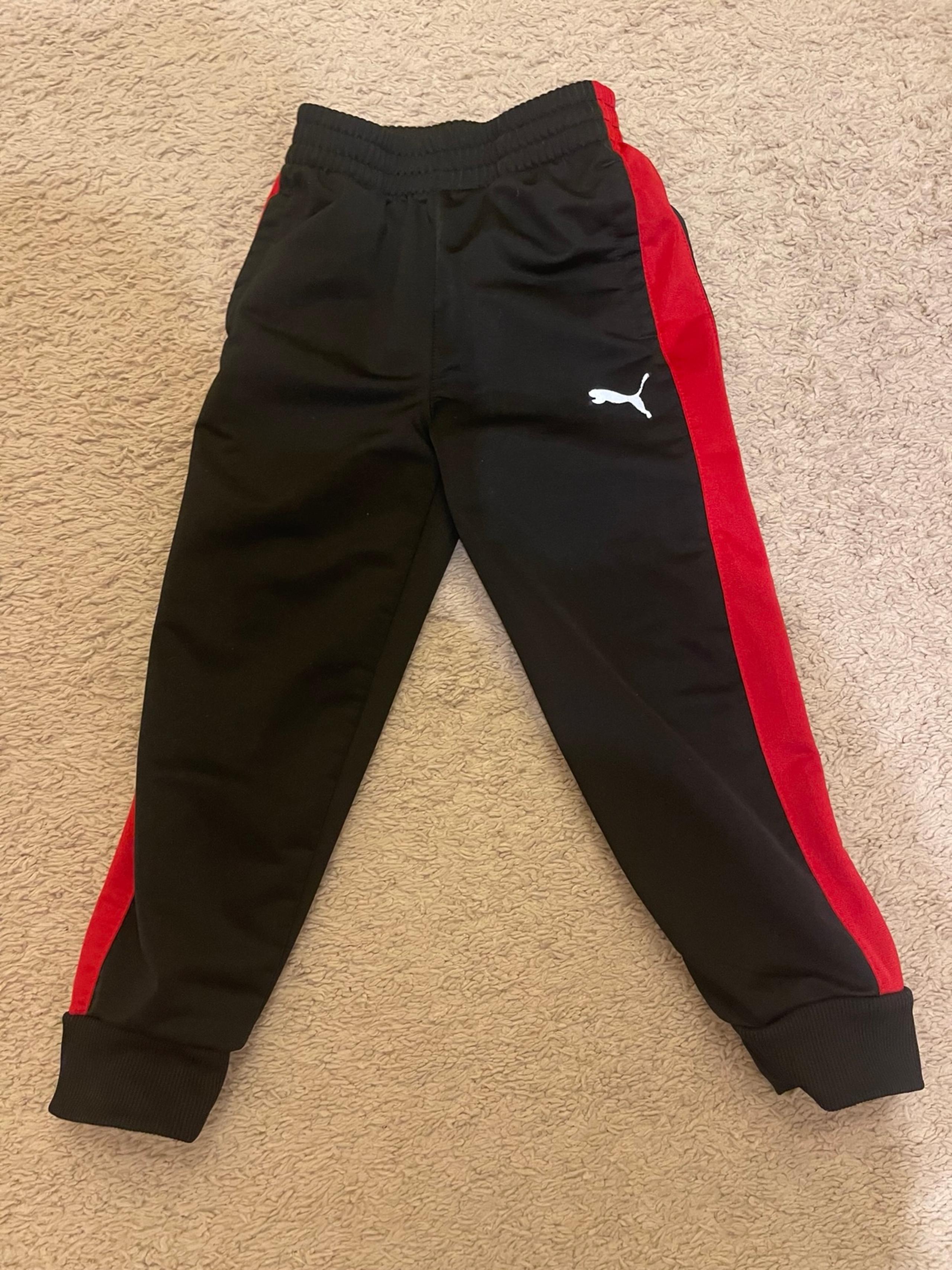 Puma Pants Sweatpants Jogger Youth Size 5 with Pockets - Black and Red