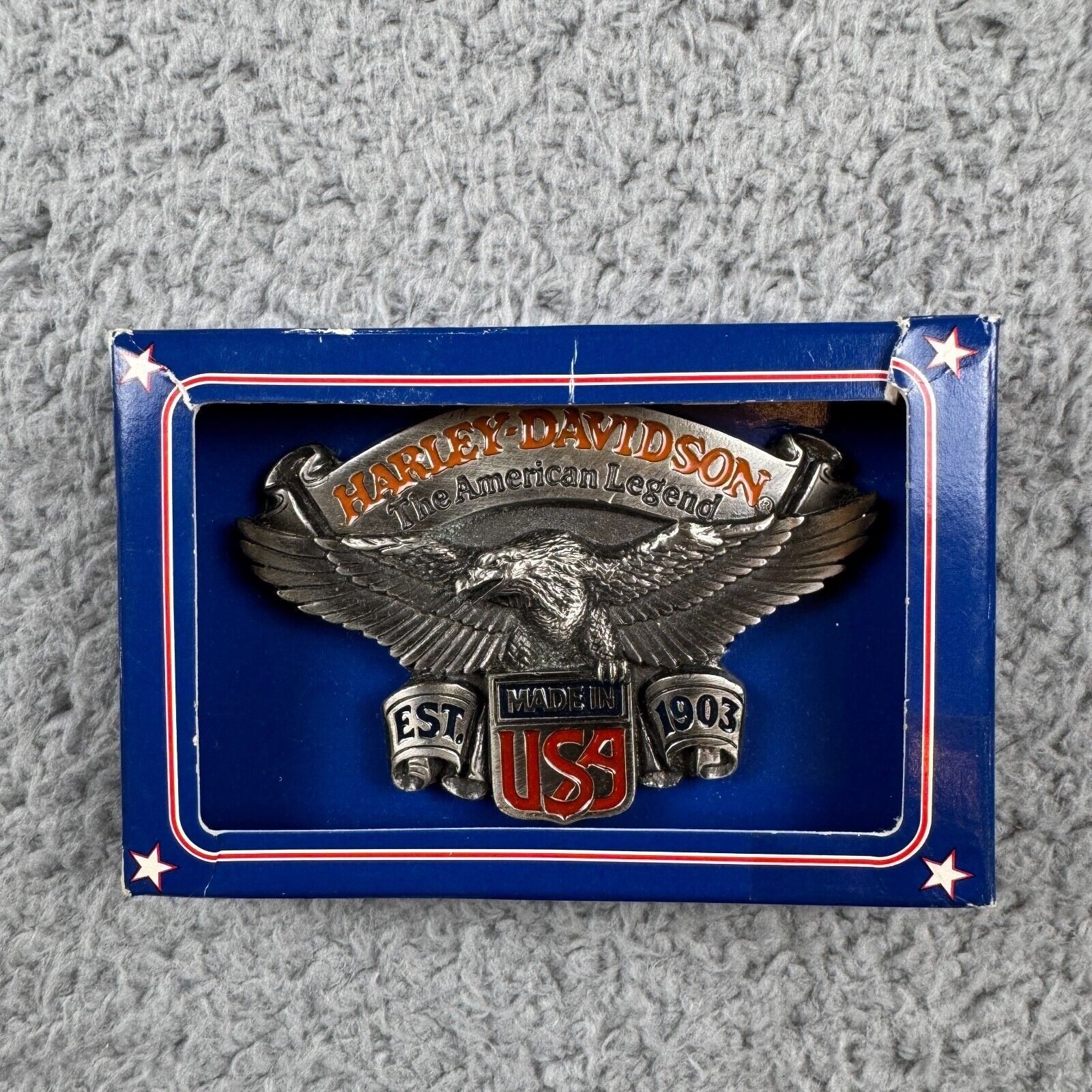Harley Davidson Motor Cycle American Legend Belt Buckle 1991 Baron USA Eagle
