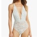 We Are HAH Comin in Haht Lace Bodysuit Womens L Something Blue One Piece NWT