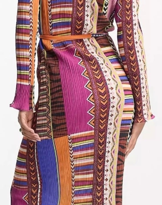 Never Fully Dressed Azora Plisse Midi Dress ASOS Size:L EUC