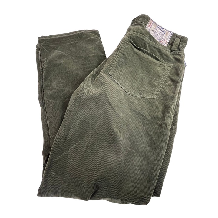 Polo Ralph Lauren Corduroy Pants Mens 36 x 32 Green Cotton Pockets Bootcut