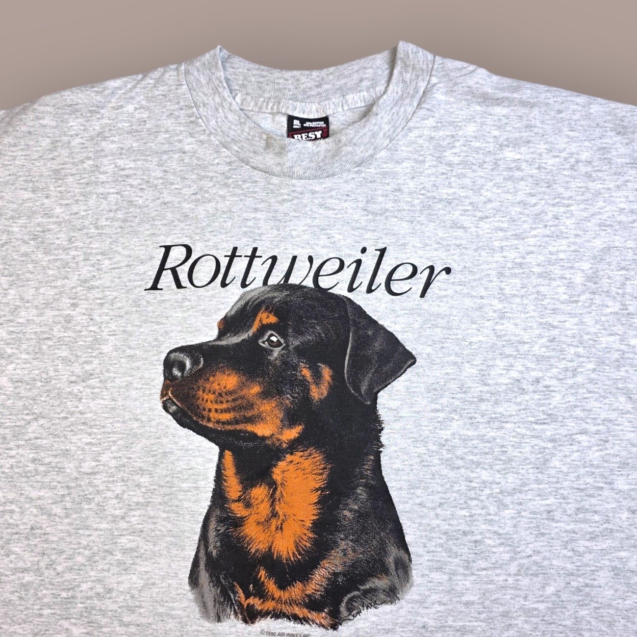 Vintage Single Stitch Rottweiler Shirt Adult XL US Made Dog Puppy Canine 1990