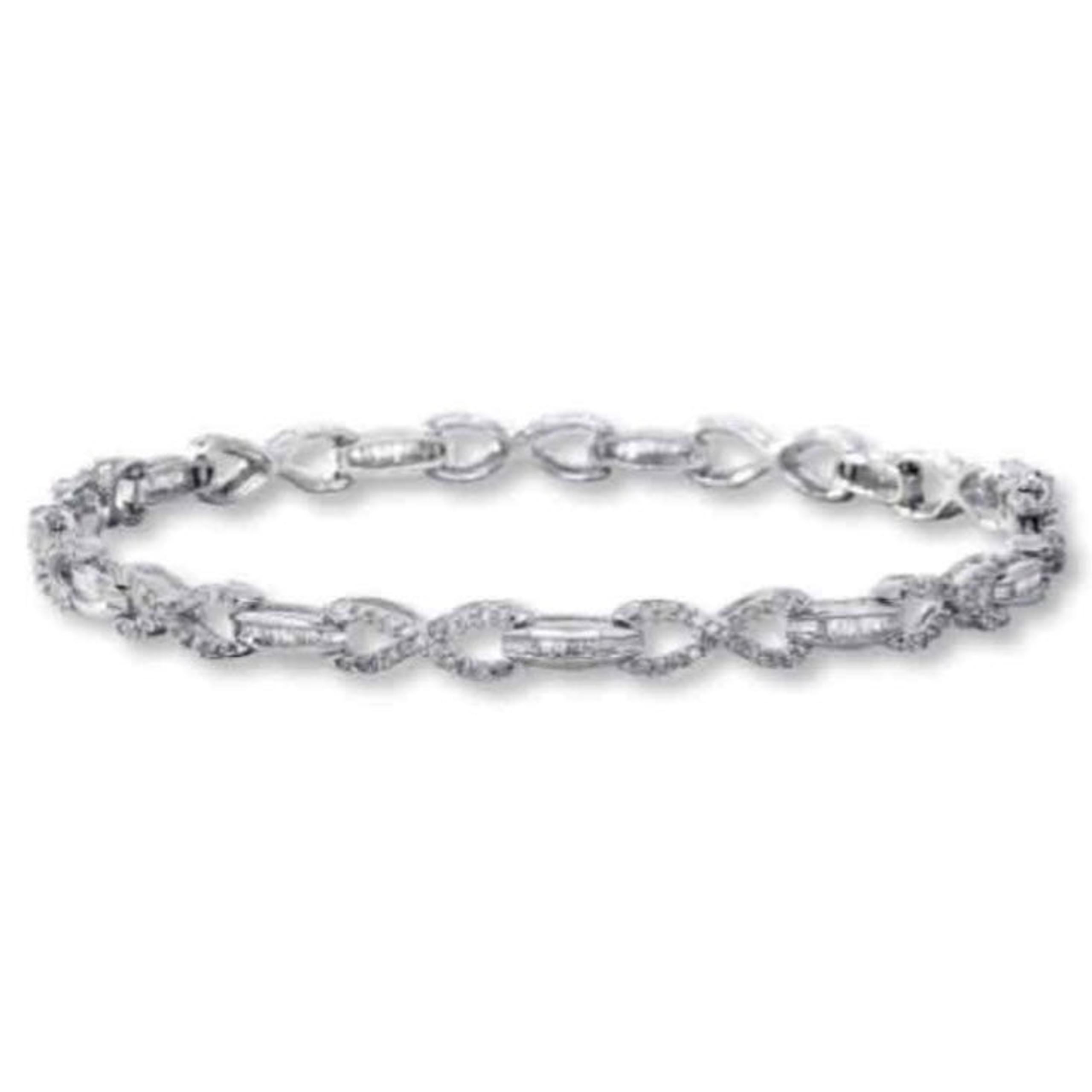 14k womems round and baguette diamond bracelet 1ct