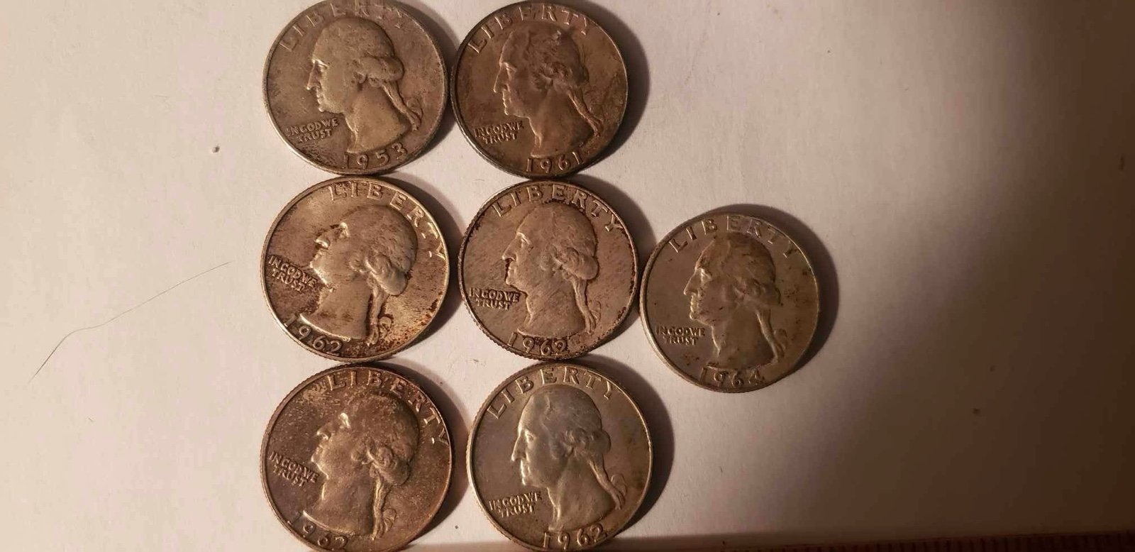 7 x washington quarters (JS3)