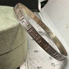 Vintage Sterling Greek Key Meander 1/4” Bangle Bracelet