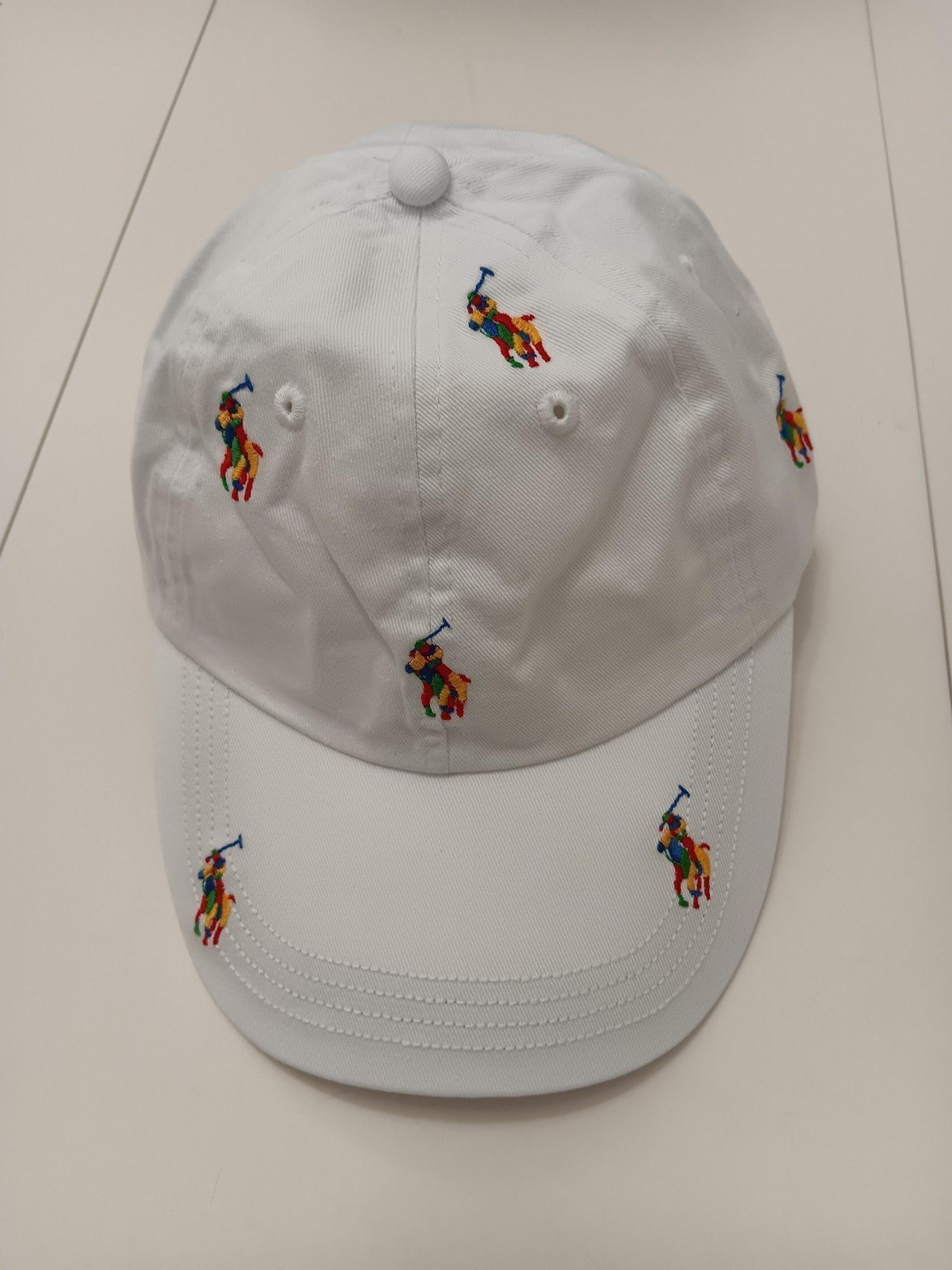 POLO RALPH LAUREN MEN'S CLASSIC WHITE ALL OVER LOGOS CAP HAT OSFA $49 BRAND NWT