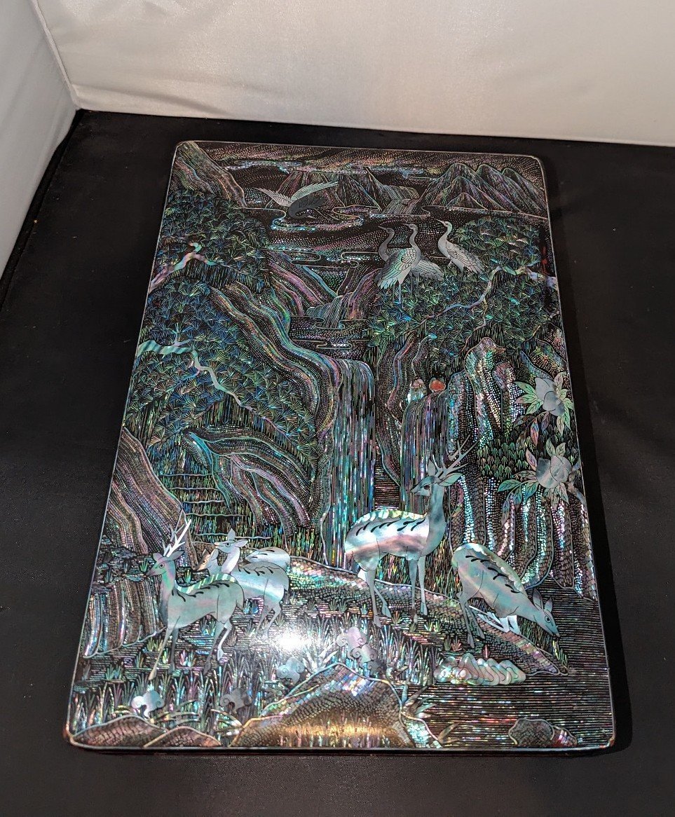 Mother-of-Pearl inlay pattern box Shoukaku Landscapeap The Meiji period