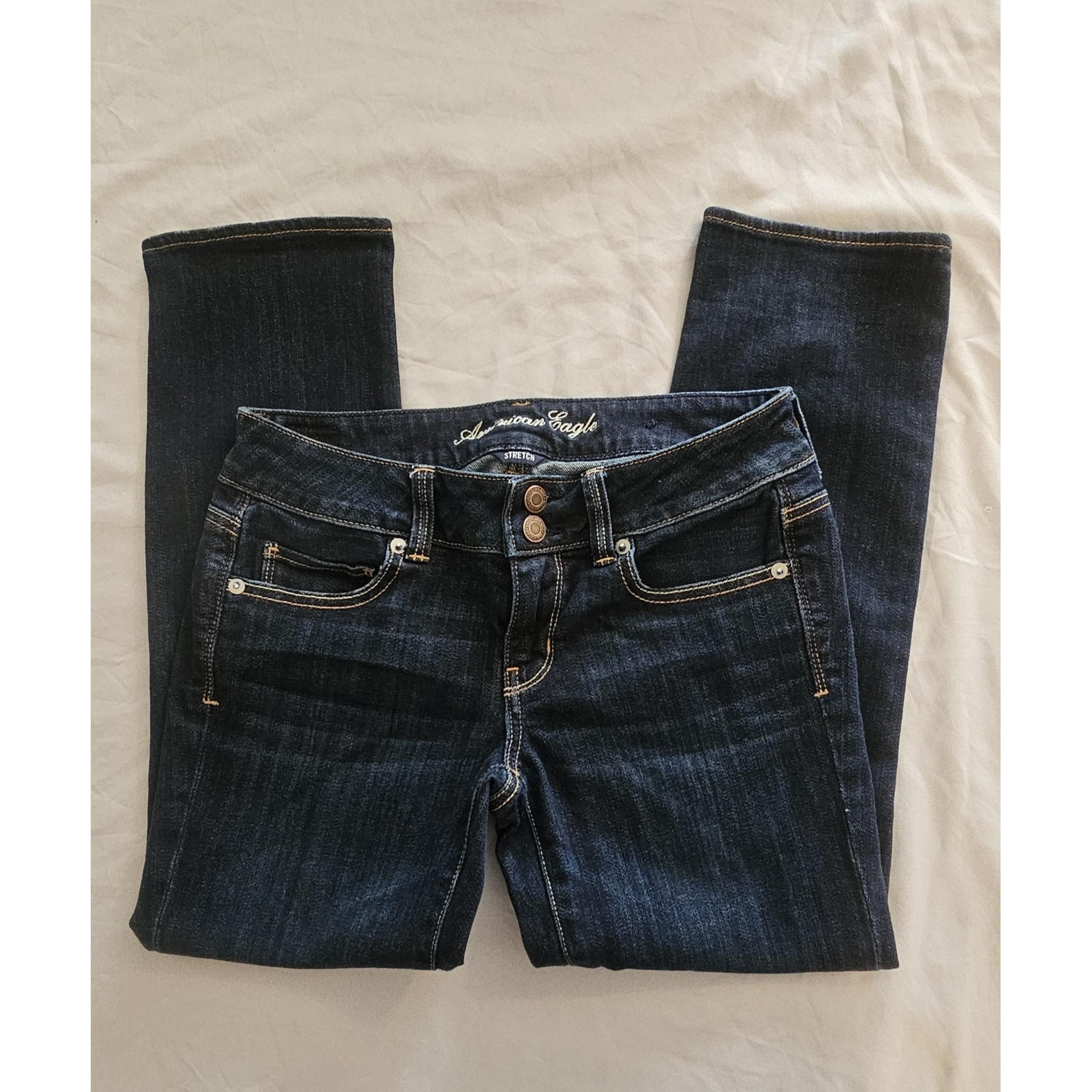 American Eagle Womens Artist Denim Jeans Size 4 Cropped Dark Wash Stretch L084