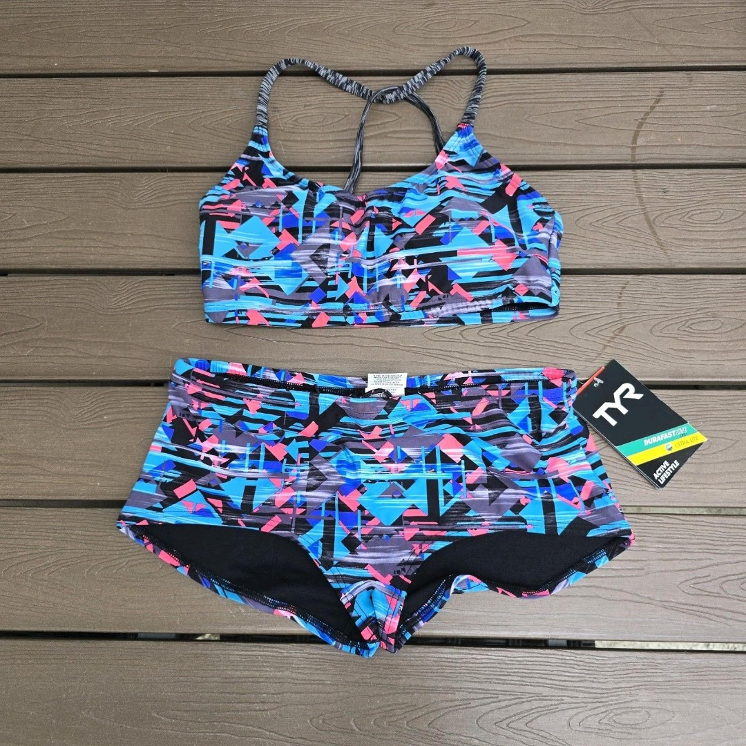 TYR Womens Coral Bay Geometric Boyshorts Bikini Multi Size S (4/6) NEW  Sample