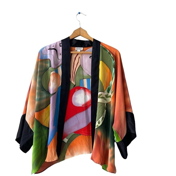 Dilemma Dhun Shroff Kimono Tunic Blouse Art To Wear 100% Silk One Size