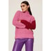 Central Park West Women's Pink & Red Chelsea Turtleneck Pullover Sweater Size XS