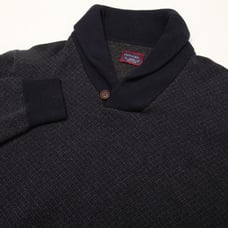 UNTUCKit Sweater Men Large Blue Gray Birdseye Van Douzer Shawl Neck Merino Wool