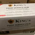 KING’S FOOD SERVICE FILM 2000 12” x 2000’