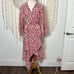 Lip Print Dress by The Archives Red and White Stripe Wrap Style Dress Size M