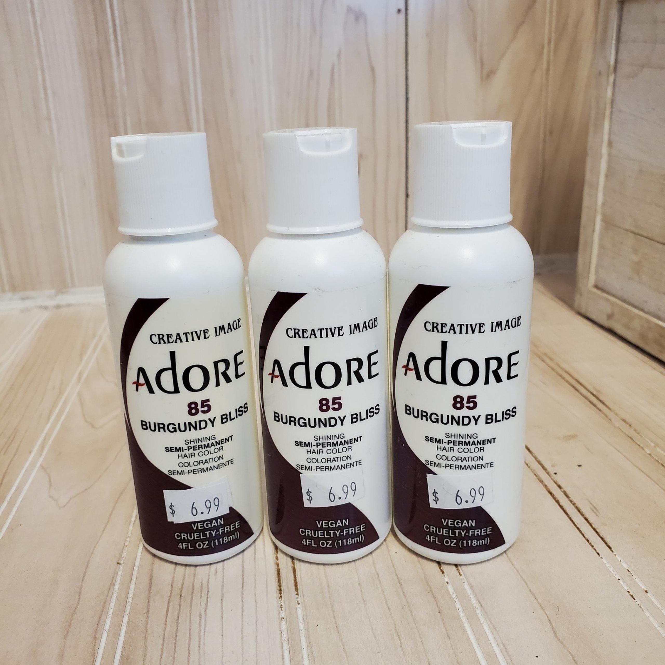 Adore Semi-Permanent Hair Color Dye Burgandy Bliss Lot Of 3 Ammonia-Free 4oz ea