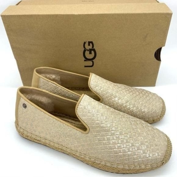 Ugg Womens Sandrinne Metallic Leather Espadrille Slip On Shoes