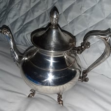 Lion PS Crown Silver over Copper Teapot
