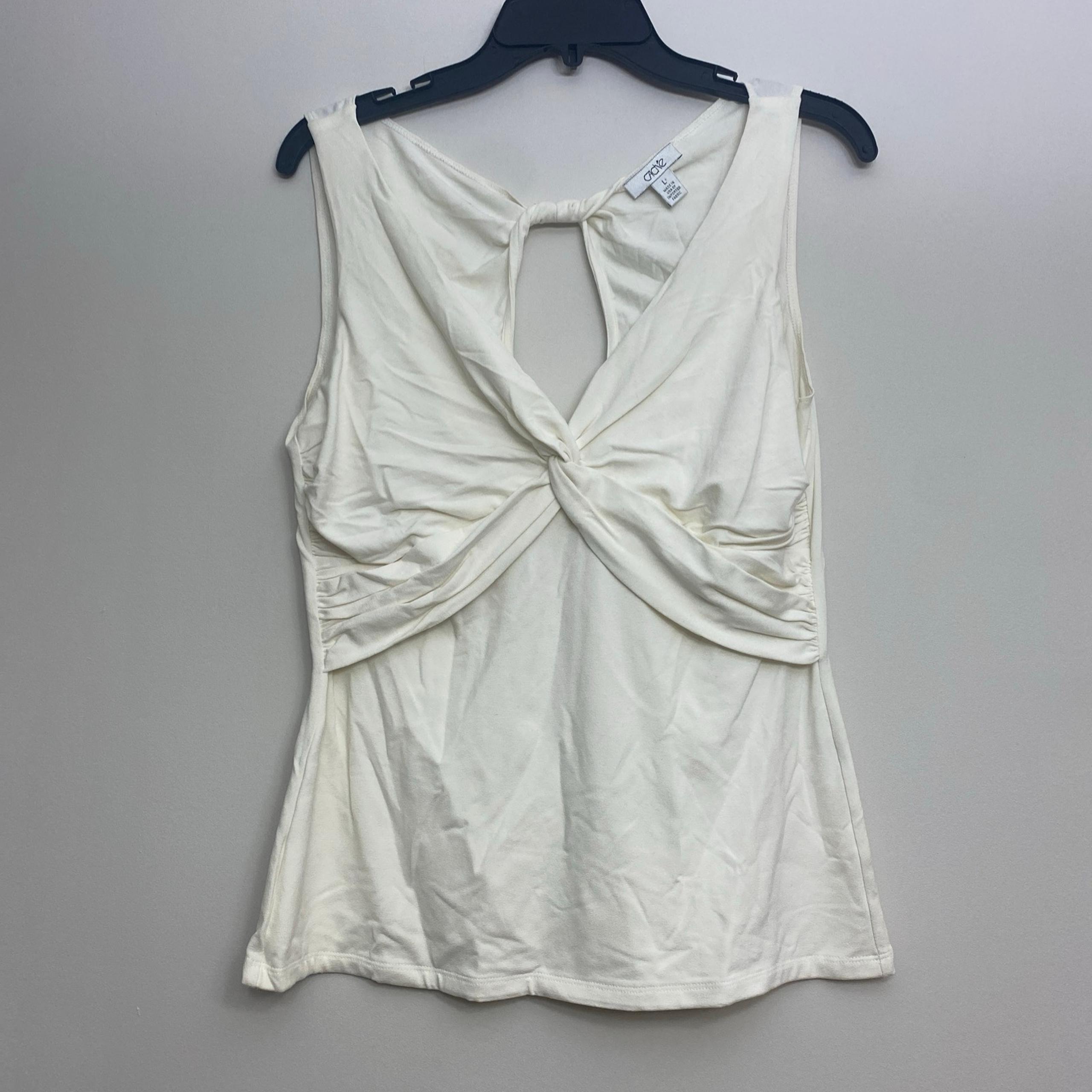 Cache Classic Beige Deep V Cut Out Twist Top Womens Large