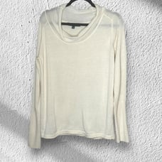 Title Nine Merino Wool Mock Neck Sweater Ivory Size Large Neutral Minimalist