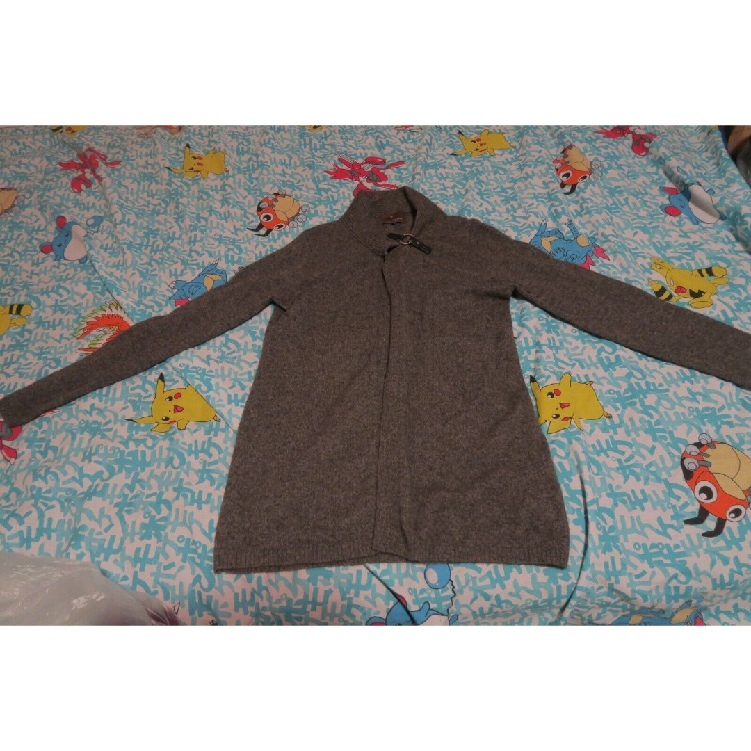 Fenn Wright Manson Ring 1-button Snap Open Sweater Grey 2-Ply Cashmere Women's L