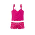 Victoria's Secret S CAMI TANK+PANTY SET modal lace HOT PINK berry blush cropped