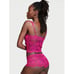 Victoria's Secret S CAMI TANK+PANTY SET modal lace HOT PINK berry blush cropped