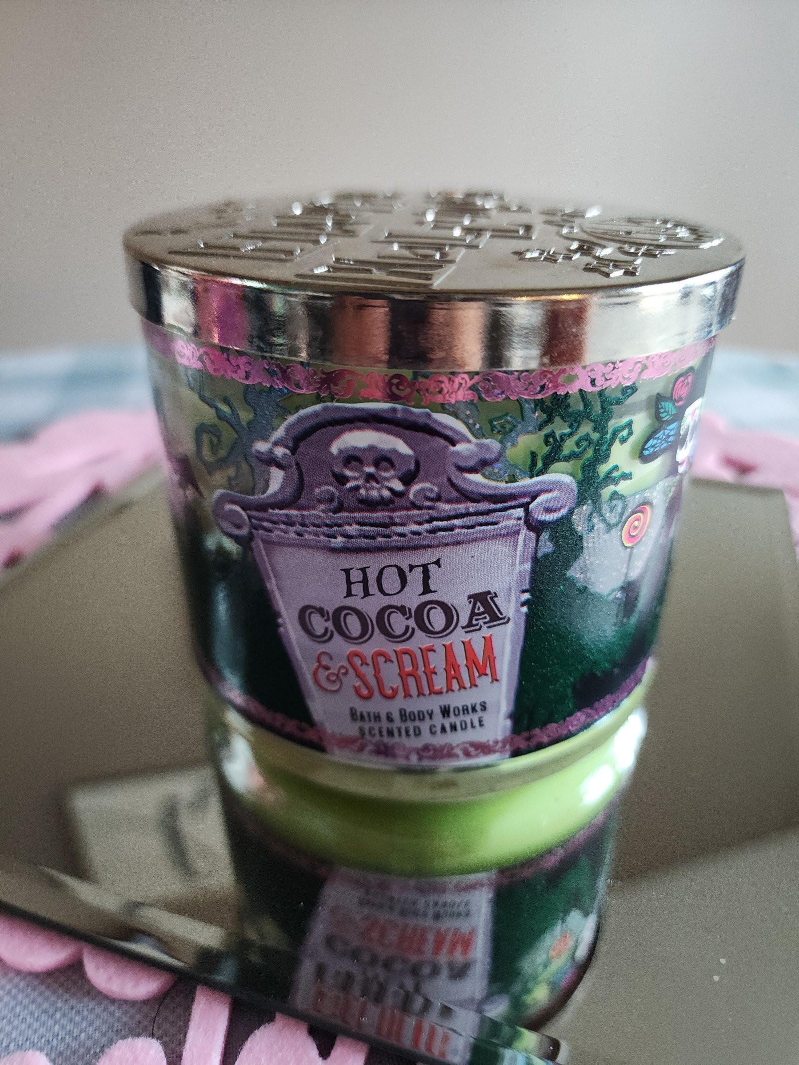 Rare Bath and Body Works Halloween Hot Coco & Scream 3 wick candle
