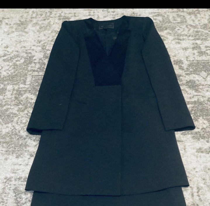 Hugo boss business suit blazer long coat sleek blk s: M/L