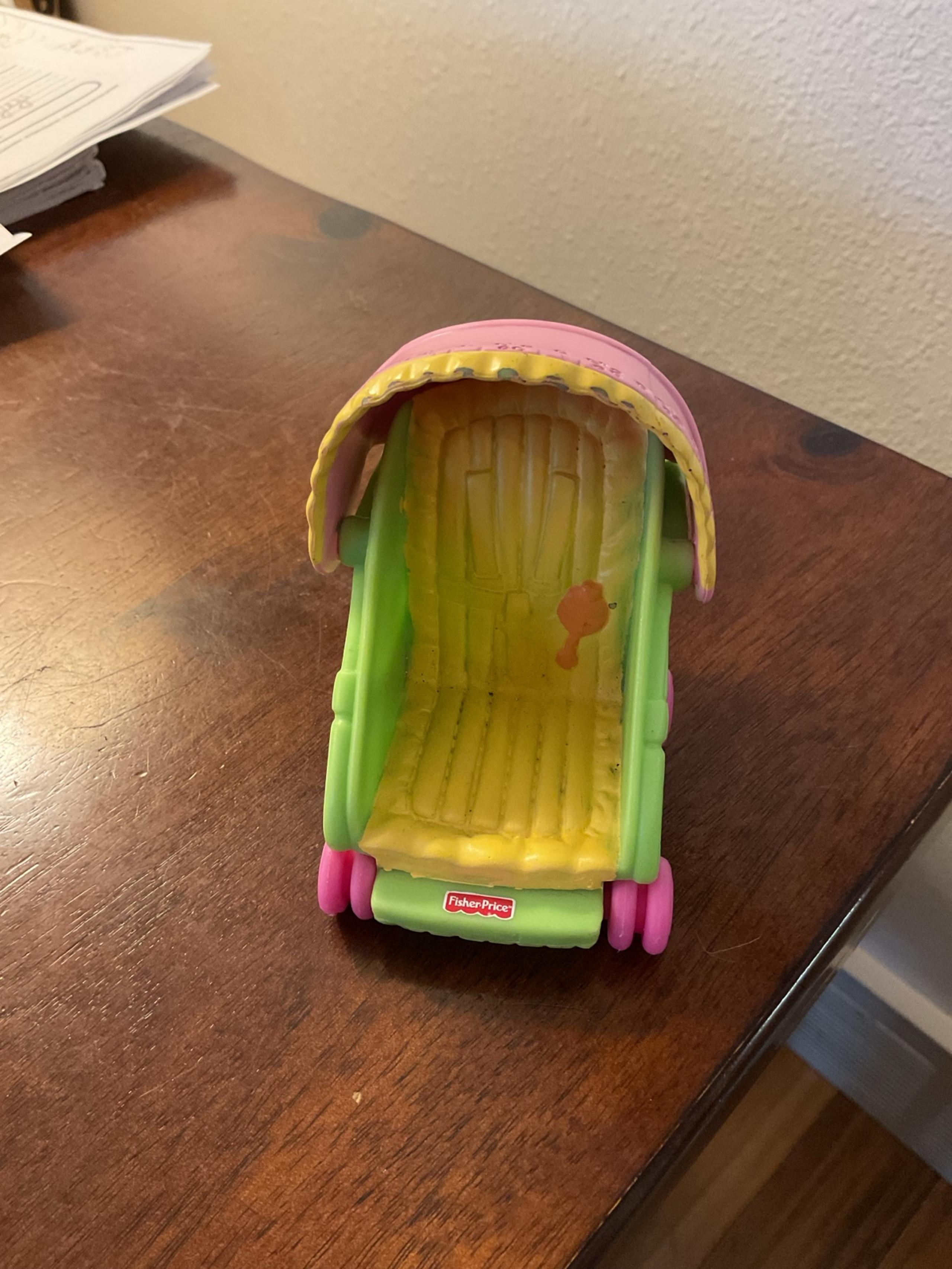 Fisher Price Loving Fam My First DOLLHOUSE BABY Doll Pink STROLLER Mattel 2006