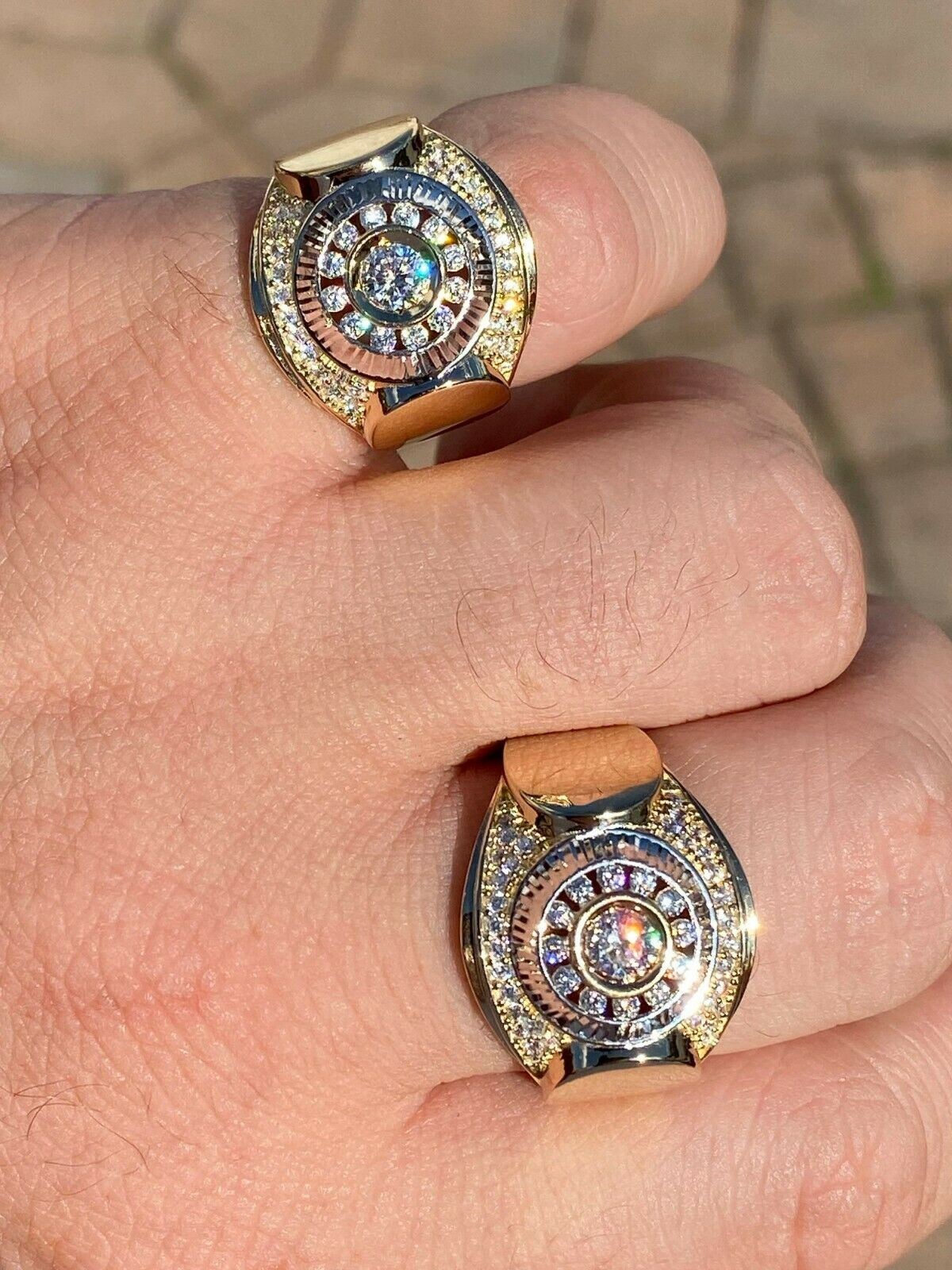 Round Cluster HipHop 14k Gold 925 SIlver